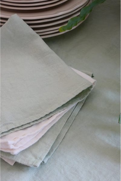 Servetten | Emma - Gewassen Linnen - Strijkvrij & Krimpvrij - Light Green - 42x42 cm - Set van 4 - Pimlico