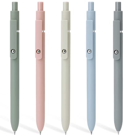 QTTVBTNA – 5 Stuks Gelpennen – Zwarte Sneldrogende Inkt – 0,5 mm Fijne Punt – Soepel Schrijven zonder Vlekken – Intrekbare Rollerbal Pennen voor School, Kantoor, Thuis, Notities en Planner