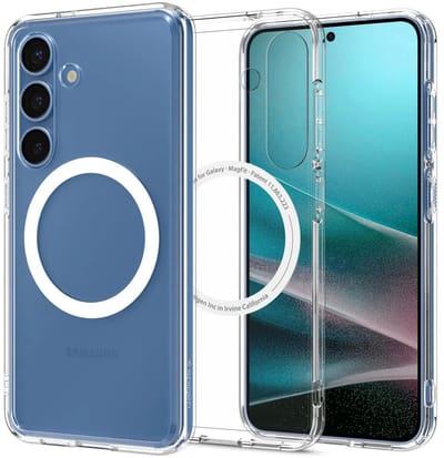 Spigen Hoesje Geschikt voor Samsung Galaxy S25 | Crystal Hybrid MagFit | Compatibel met MagSafe en Qi2 | Back Cover met Magneet | Wit