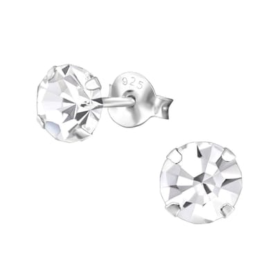 Aramat Jewels | Oorbellen | 925 Zilveren Kristal Oorbellen - Sprankelende Zirkonia Studs | 6mm / Transparant | | | Zilver | Kinderen, Volwassenen | Verkleurd niet