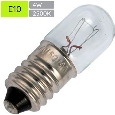 Signaallamp E10 55V 4W - 66 mAh - Per stuk - T10 Gloeilamp Ø10mm - 28mm - 2500K - Dimbaar