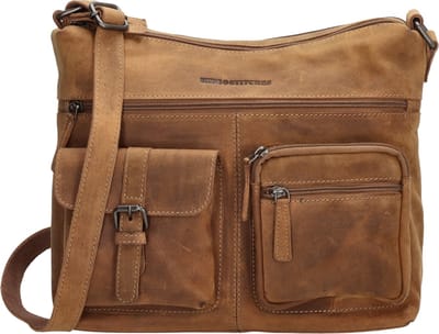Hide & Stitches Idaho Crossbody Schoudertas - 100% Leder - Leren Dames Tas - Bruin