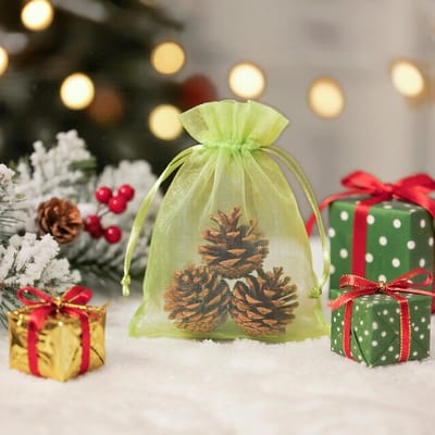 100 katoenen zakjes - 17 cm x 23 cm transparante trekkoordcadeau- en feestzakjes, grijsgroen, sieraden- en make-uppakketjes, snoepverpakking