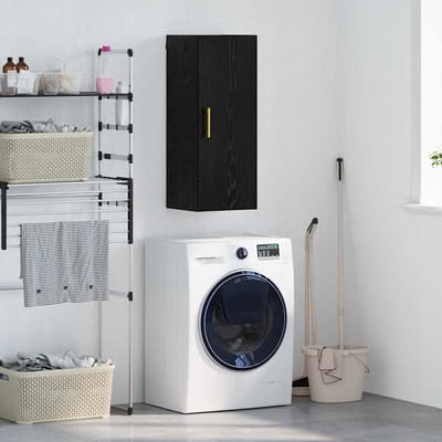 vidaXL Wandkast Zwart Eiken 34,5 x 34 x 90 cm Bewerkt hout