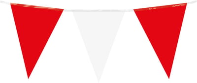 10 meter vlaggenlijn - Rood/Wit - 15 vlaggen - Plastic voor binnen & buiten - 30 cm vlaggen - Herbruikbare slinger