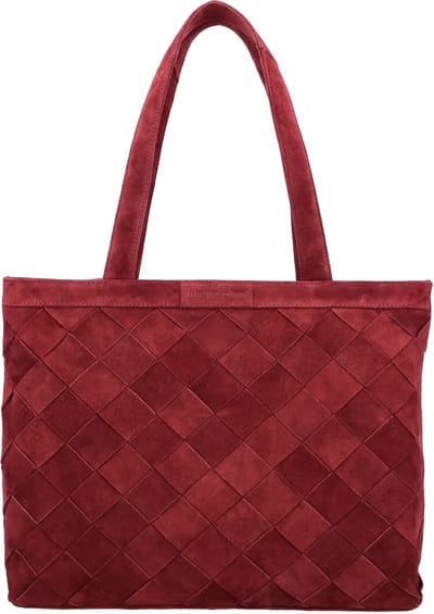 Hide & Stitches Acadia Laptoptas - 15,6 inch - Suède - Geweven Voorzijde - Werk Tas - Dames Tas - School - Leren Dames Tas - Bordeaux rood
