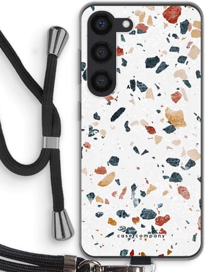 Case Company® - Hoesje met koord geschikt voor Samsung Galaxy S23 hoesje met Koord - Terrazzo N°4 - Telefoonhoesje met Zwart Koord - Bescherming aan alle Kanten en Over de Schermrand