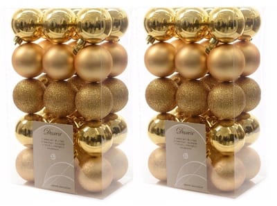 Decoris kerstballen - 60x st - goud - D6 cm - kunststof - kerstversiering