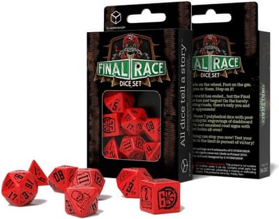 Set van 7 Polyhedrale Dobbelstenen voor Rollenspellen - Post-Apocalyptisch Race Thema
