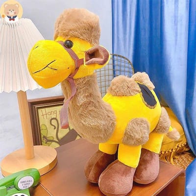 Schattige Bactrische Kameel Pluche Speelgoed Zacht Knuffeldier Woestijn Kameel Knuffel Creatief Cadeau Voor Kind En Volwassenen Woondecoratie Festival Cadeau 35CM