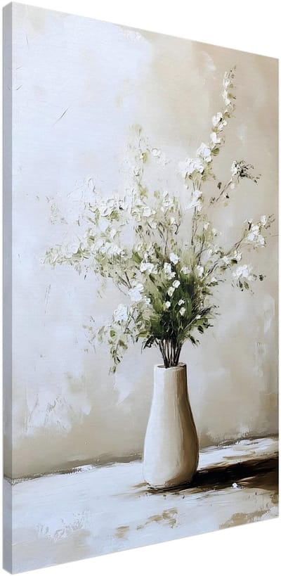 Canvas Schilderij - Artistic flowers in a vase 60x90 cm - Bloemen en Planten Wanddecoratie Woonkamer & Slaapkamer