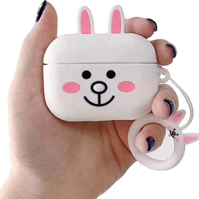 Cartoon Silicone Case voor Apple Airpods Pro - white rabbit