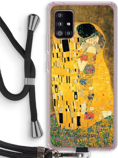 Case Company® - Hoesje met koord geschikt voor Samsung Galaxy A51 5G hoesje met Koord - Der Kuss - Telefoonhoesje met Zwart Koord - Bescherming aan alle Kanten en Over de Schermrand