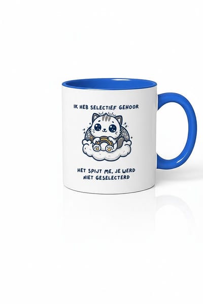 Ik Heb Selectief Gehoor Kat Mok - Grappige Koffiemok