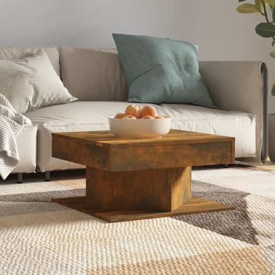 vidaXL - Salontafel - 57x57x30 - cm - bewerkt - hout - gerookt - eikenkleurig