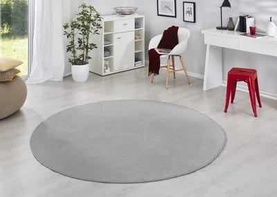 Flycarpets Rond Uni Laagpolig Effen Vloerkleed - Fancy - Grijs 133cm rond Ø
