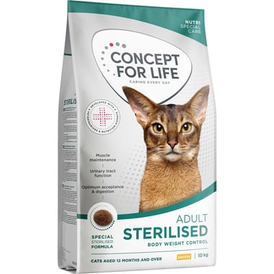 8 kg + 2 kg gratis! Concept for Life droogvoer voor katten 10 kg - Sterilised met Kip