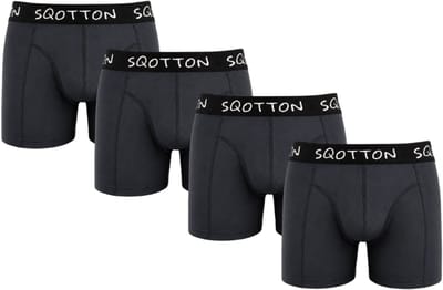 SQOTTON® Heren Boxershorts 4-Pack - Normale Lengte - Katoenen boxer - Heren onderbroek - Antraciet - Maat M