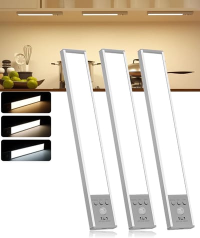 KZQ Draadloze Herlaadbare Onder Kastlamp Met Bewegingssensor - Dimbare Led Verlichting In 3 Standen Voor Keuken Kast Trap En Slaapkamer - 3 Stuks In Wit