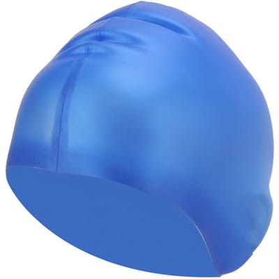 Bonnet de bain en silicone pour adulte haute élasticité unisexe large épais imperméable pour cheveux longs bleu
