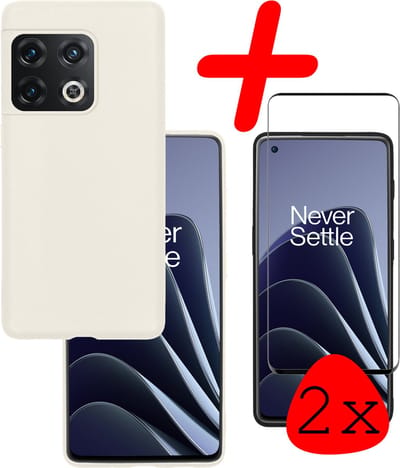Hoesje Met 2x Screenprotector - Geschikt voor OnePlus 10 Pro - Sterk & Shockproof - Back Cover - Siliconen Case - Telefoon Hoes - Wit