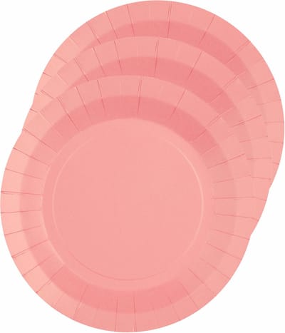 Santex Feest gebaksbordjes - roze - 10x - karton - 17 cm - rond - kartonnen feestbordjes