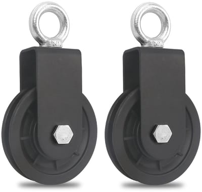 SVGCommerce - Pulley - Fitness Pulley - Robuuste nylon wielen - Zwart - DIY Gym Equipment - Tot 160 kg belastbaar - Geschikt voor zware lasten - Verpa
