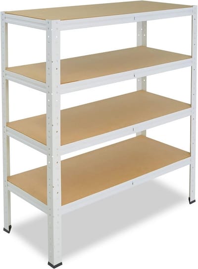 Metalen stellingkast 100x40x50 cm wit met 4 legborden 175 kg draagvermogen