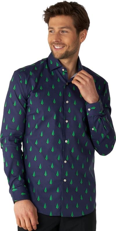 OppoSuits Lange Mouwen Overhemd - Heren Kerst Overhemd - Kerst Shirt Met Kerstbomen - Kerst - Maat XS