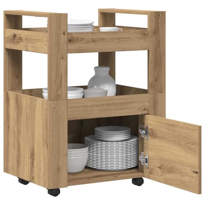 vidaXL - Keuken - Trolley - artisanaal - eikenkleurig - 60 - x - 45 - x - 80 - cm