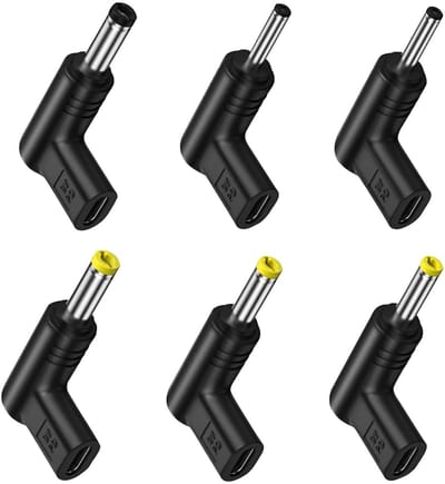 Solidchoice - Set van 6 USB C naar DC Adapters - 90 Graden Holle Stekker voor Opladers - 5 V DC Voeding