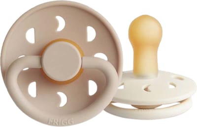 FRIGG Moon Fopspeen - Rond - 2 Stuks - 6-18 Mnd - Cream/Croissant