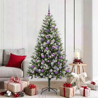 vidaXL - Kunstmatige - Scharnierende - Kerstboom - met - Gevlokte - Sneeuw - Warmwit