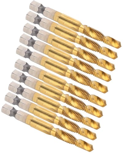 Complete M6 Boor- en Tapset - 10-delige Hex Schroef Tap met Spiral Flute en Coating voor Precisiewerk
