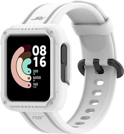 By Qubix - Siliconen sportband met case - Wit - Geschikt voor Xiaomi Redmi Watch 2 (Lite)