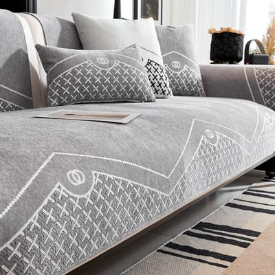 Bankkussen Chenille Jacquard Vier Seizoenen Universeel Nieuwe Franse Stijl Retro Bankhoes Hoes Doek Kussen Licht Luxe 30x50cm pillowcase gray