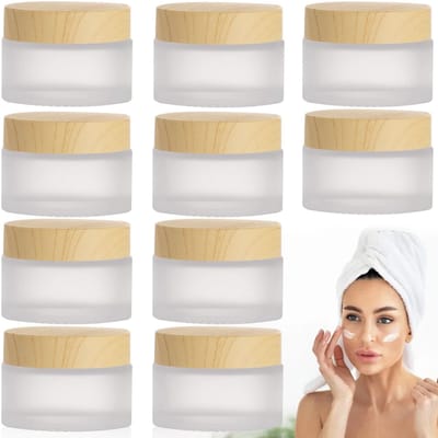 JHUBERS- Crèmepotje 30 ml - Witte Matte Glazen Crèmepot - Leeg Potje met Schroefdeksel - Reiscosmeticacontainer - Herbruikbaar - Robuust en Stabiel - Cosmeticapotje