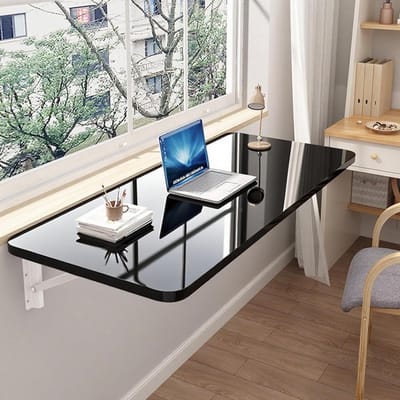 Klaptafel - Bureau Tafel - Ruimte Besparen - Opvouwbaar Wandmontage - 90x50 cm - Zwart