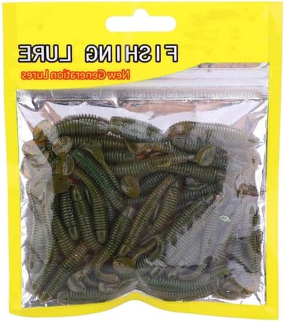50 Stuks Zachte Plastic T-Tail Grub Worm Aas voor Vissen - Perfecte Vissersaccessoires voor Zoet- en Zoutwater