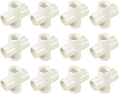 Kruisvormige Koppelingen - PVC Buisfittingen - Doe-het-zelf Structuur - Vochtbestendig Materiaal - 12 stuks - Wit