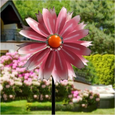 Tuin Windspinner - Windmolen Decoratie - Buiten Decoratie - Dubbele Richting Beweging - 150 cm Hoog - Roze