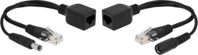 Passieve Power over Ethernet (PoE) adapter kit - RJ45 + DC 5,5 x 2,5 mm / zwart - 0,20 meter