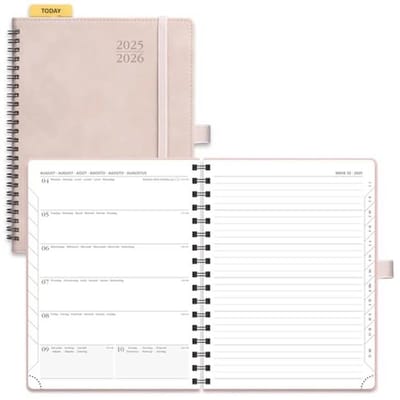 Agenda 2025-2026 | Weekplanner met Notitieboek | Zachte Spiraalbinding | Maand Tabs | 80 GSM Papier
