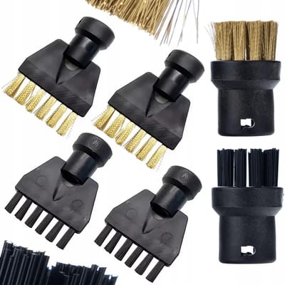 Rosfix Borstelset Vervanging - 6 Stuks, 2 Rond + 4 Vlak - Messing en Synthetisch Haar - Geschikt voor Kärcher