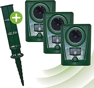 Set van 3 Ultrasone Dierenverjagers - Groen - Batterijgevoed - Katten verjager - Tuin