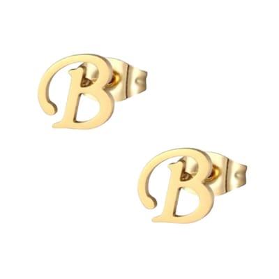 Aramat Jewels | Oorbellen | Goudkleurige RVS oorstekers Letter B | | | |10mm | Staal | Kinderen, Volwassenen | Verkleurd niet