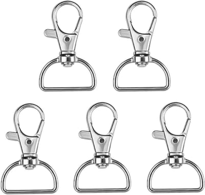 Draaibare Sluitingen - Karabijn Haken - Sleutelhangers Maken - Met D-ring - 5 Stuks - Zilver