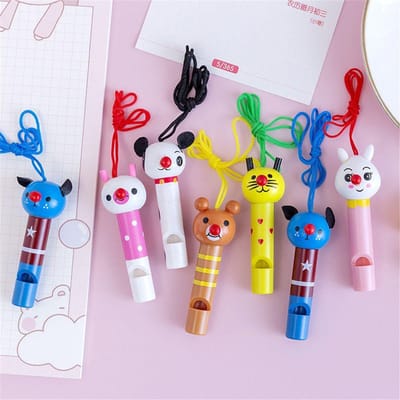 Forme d'Animal Multicolore Créative Avec Chaîne Sifflets en Bois Douche de Bébé Fabricant de Bruit Cadeaux d'Anniversaire pour Enfants Jouets pour Enfants