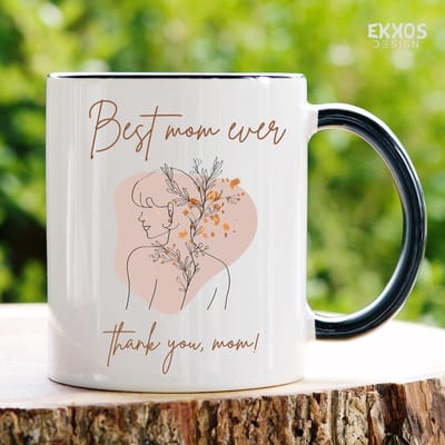Thank you mom mok - Moederdag cadeau - Moederdag - Valentijdag cadeau - Cadeau voor vrouw - Mokken en bekers - Cadeau voor moeder - Mama cadeau - Valentijndag - Theeglazen - Koffiemok