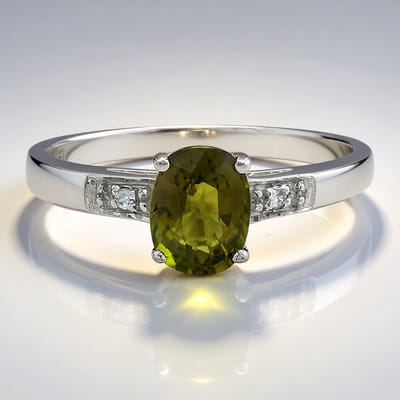 Cavill - Zilveren Ring Platina Geplateerd - 1,12 ct Koperen Toermalijn Ovaal - 0,03 ct Zirkonen - Elegante Ring Dames Uniek Juweel